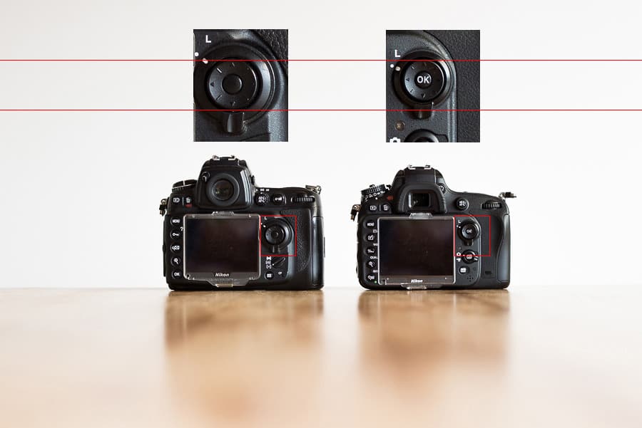 Comparison of Nikon D700 vs D610 Multi Selector Size