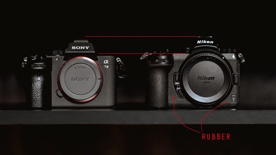 Nikon Z7 Review Sony A7III rubber coating comparison