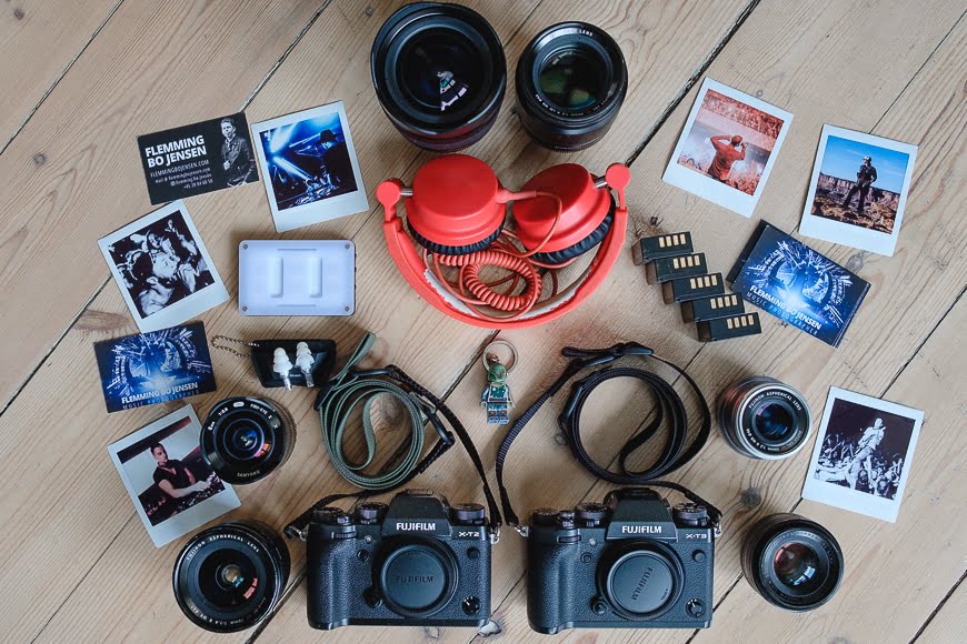 Camera gear of professional concert photographer Flemming Bo Jensen.