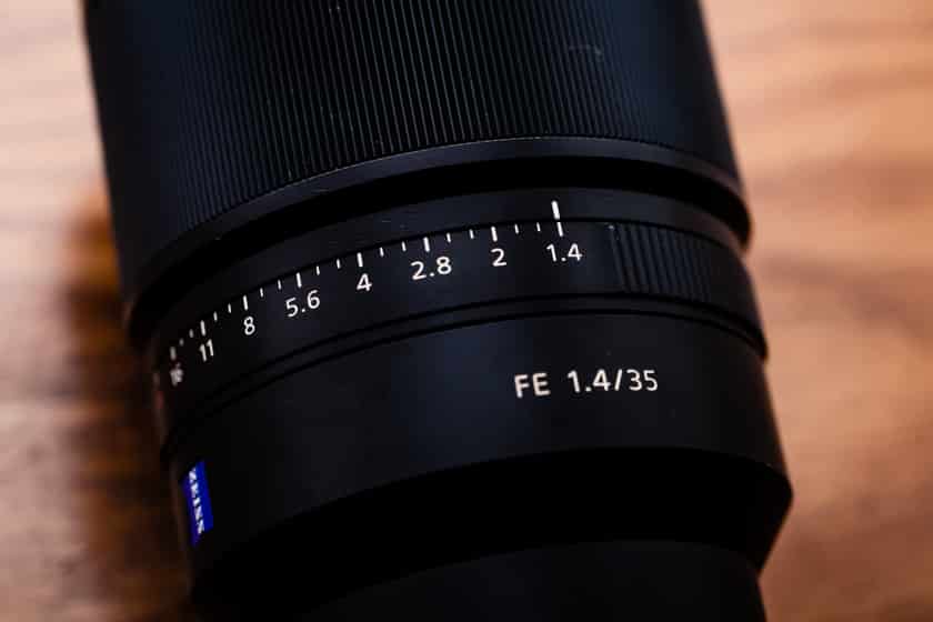 Photo of the Sony Distagon 35mm f1.4 Aperture Ring