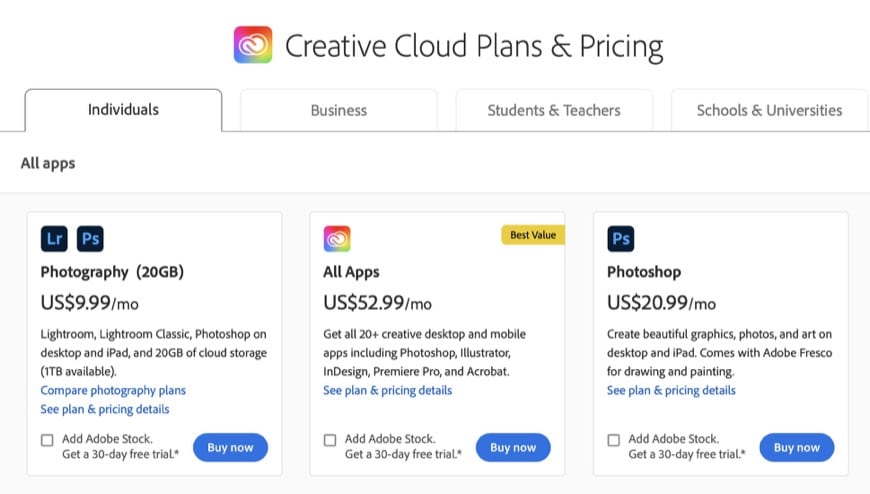 adobe photoshop for mac cost