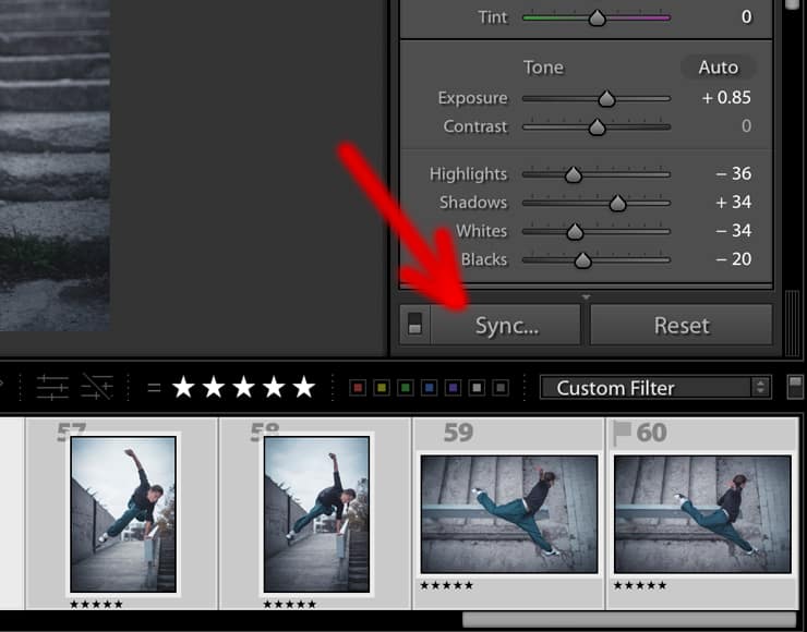 sync your lightroom preset across more than one photo