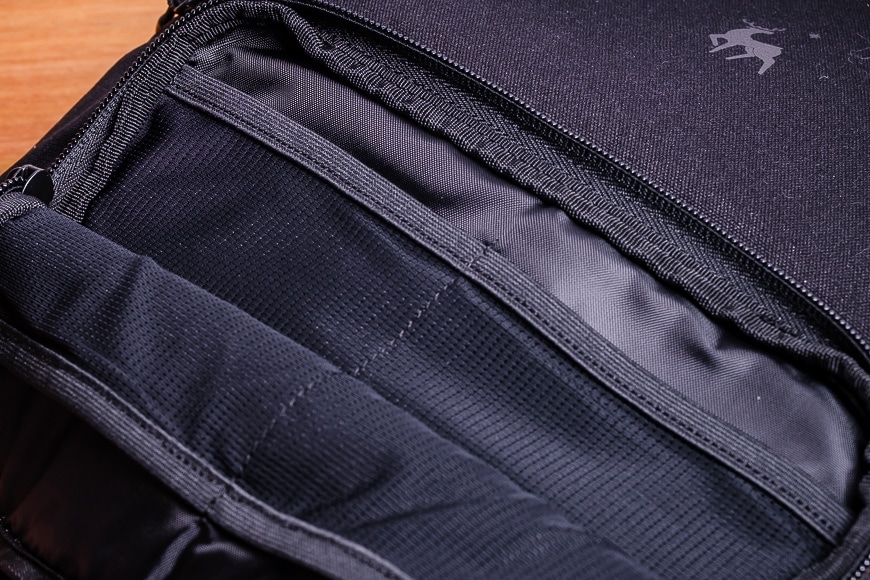 The front pocket has a great solution for storing all those little photography accessories.