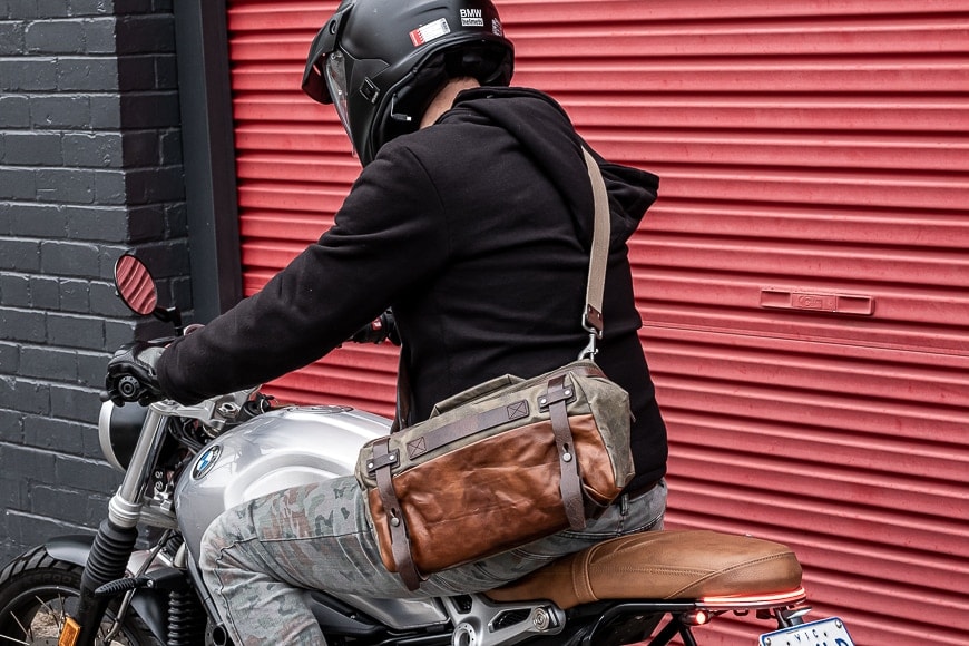 motorcycle vintage style camera bag