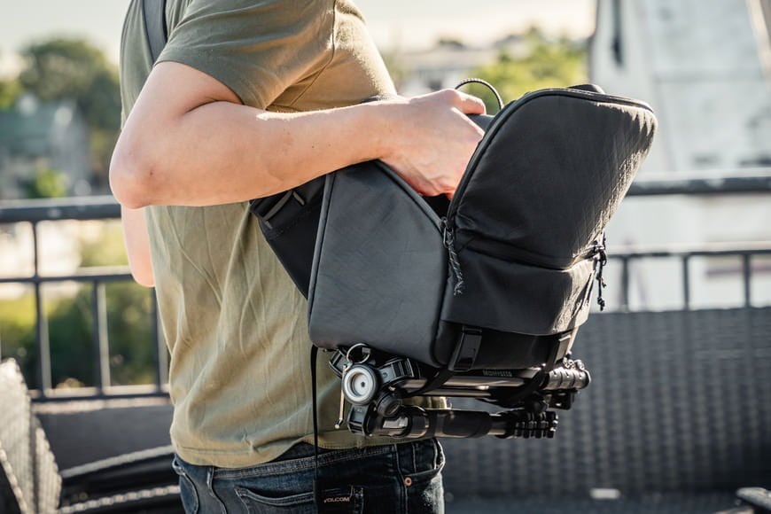 The Rugged Camera Sling opens up nice and wide while also keeping perfectly steady by your side.