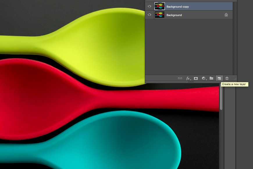 Change background color in Photoshop - step one, new layer.