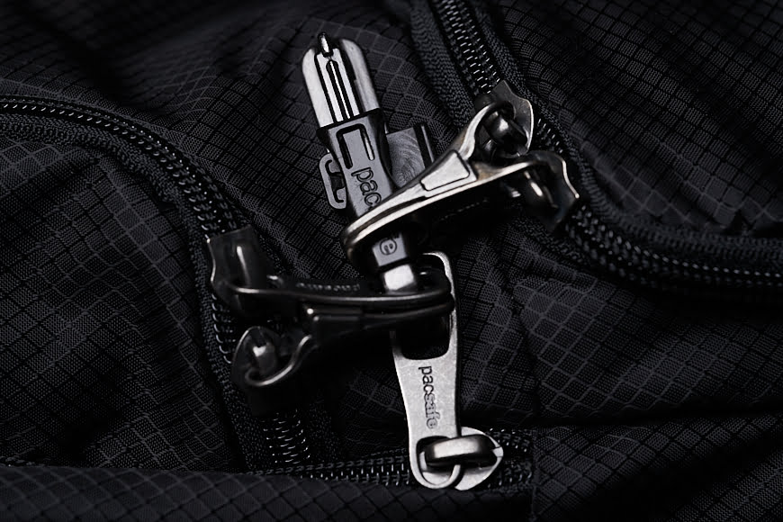 The Pacsafe Camsafe X25 uses a clever system that allows the majority of zips to attach to a single locking point.