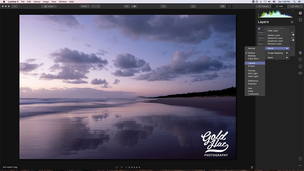 Reversing the color of your logo on a photo in Luminar 4. 