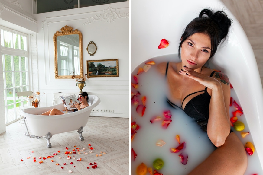 One tip for milk bath photography - shooting in different focal lengths will add a different aspect to the milk bath