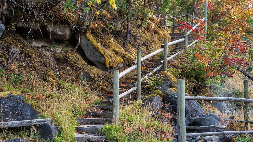 Landscape photography shot of stairs in a curving shape