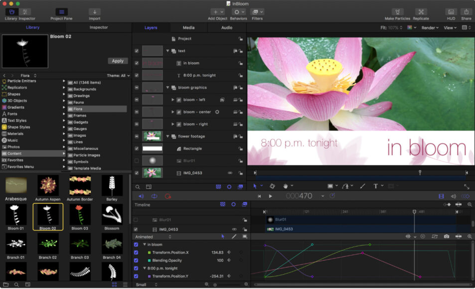 Create special effects motion graphics with Apple motion.