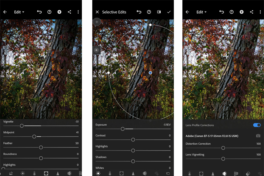 Vignetting lightroom is available on the mobile ap and allows you to highlight the subject of an image