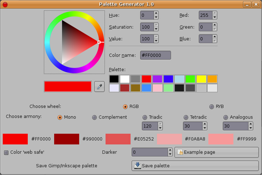 Find colors with this palette generator