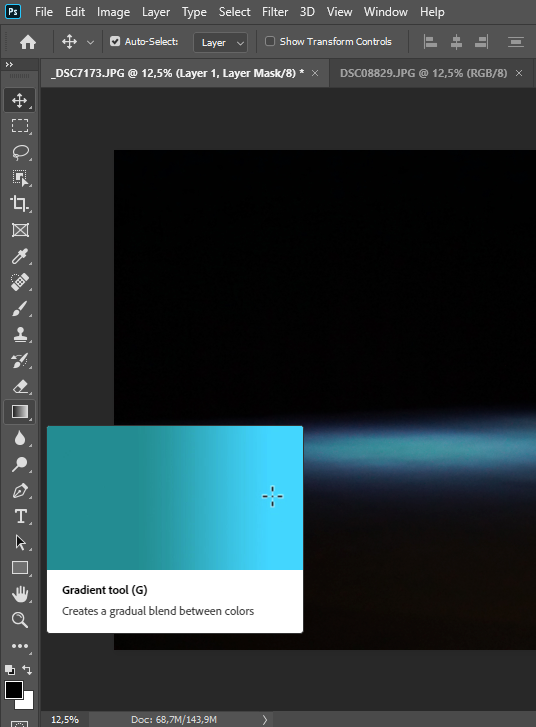 Choose the Adobe Photoshop gradient tool