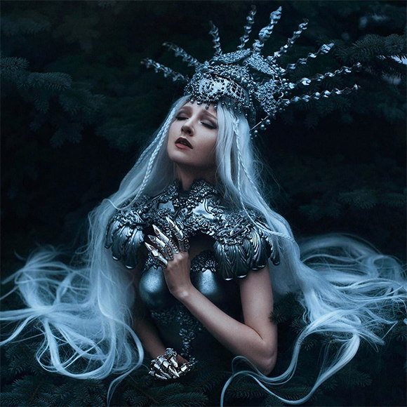 White warrior queen in armour by Bella Kotak.