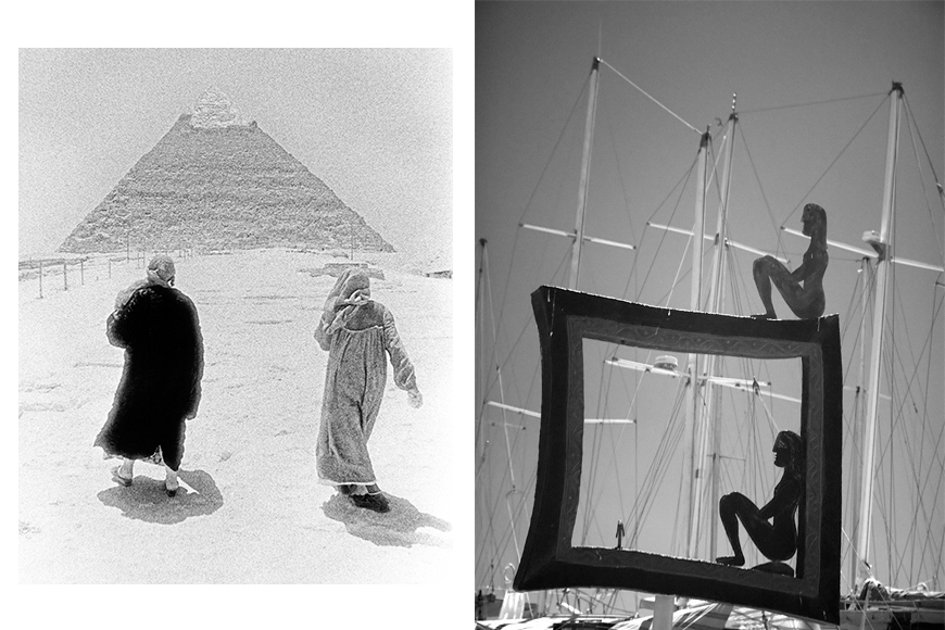On the left, infrared photograph taken in 1979 by Michael E. Arth. On the right, black and white infrared photograph from Bodrum, Turkey by Nevit Dilmen in 2004.
