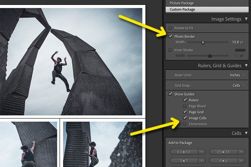 Add border to photos in collage in Lightroom