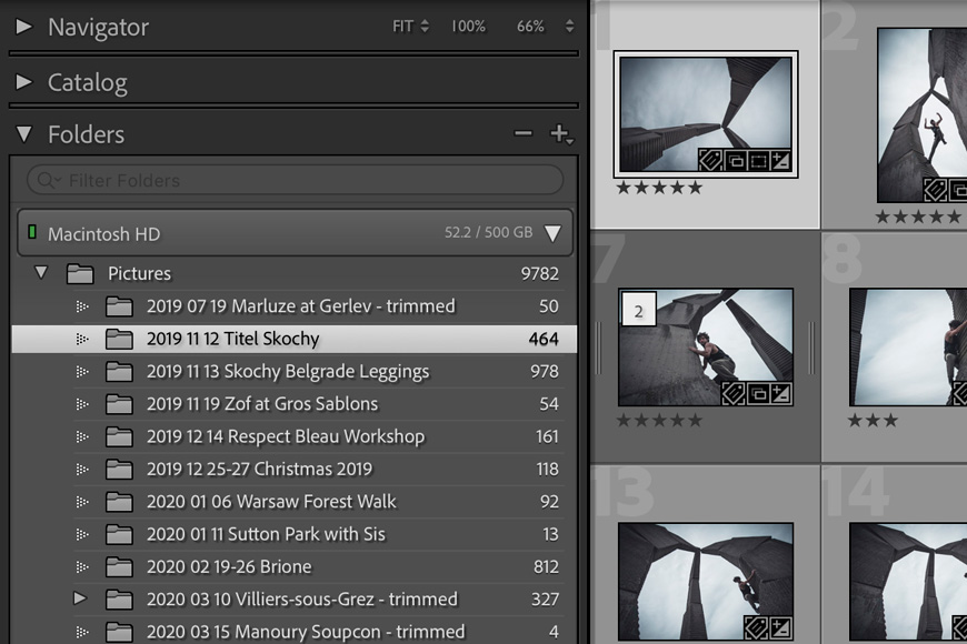 Organising files with a photoshop lightroom workflow.