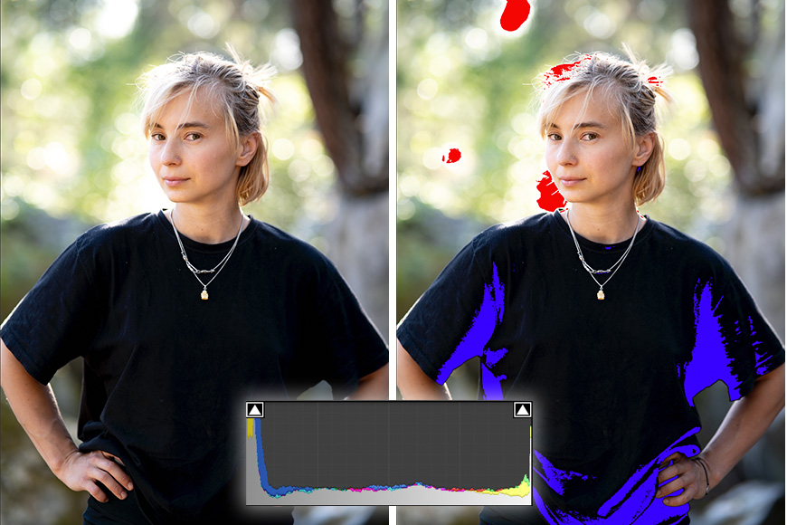 Edit portrait in Lightroom: showing clipping on your photos is useful.