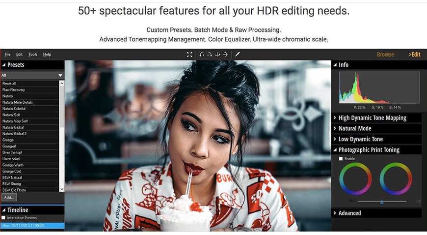 According to reviews of Eclipse HDR Pro, it includes a wide range of presets.