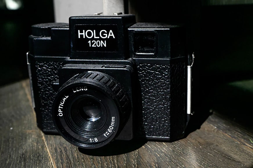 Close up of a Holga 12N camera
