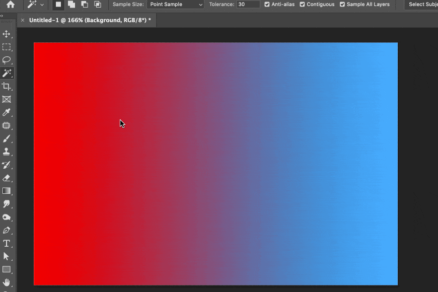 photoshop screen shot of red to blue gradient color