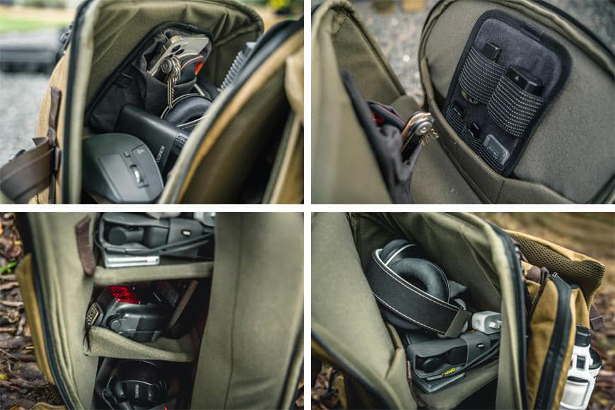 Not containing any inside pockets, utilising Wotancraft's interior modules provide small and convenient organisational options within the Pilot Backpack.