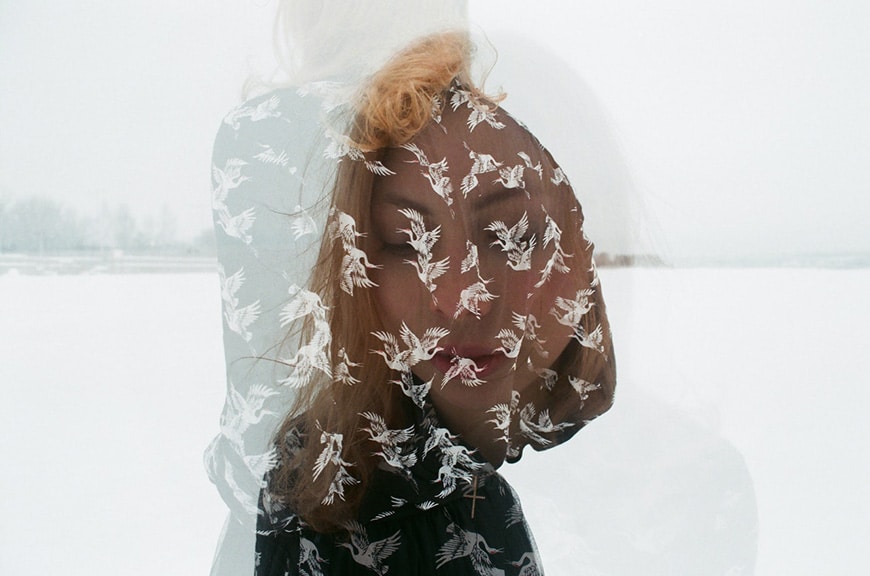 Double exposure photo of a woman