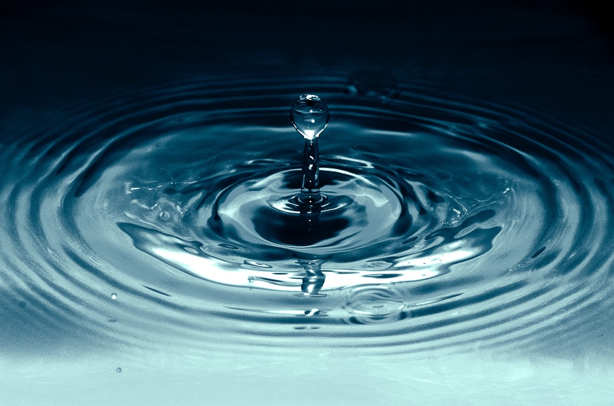 Water droplet frozen as it falls