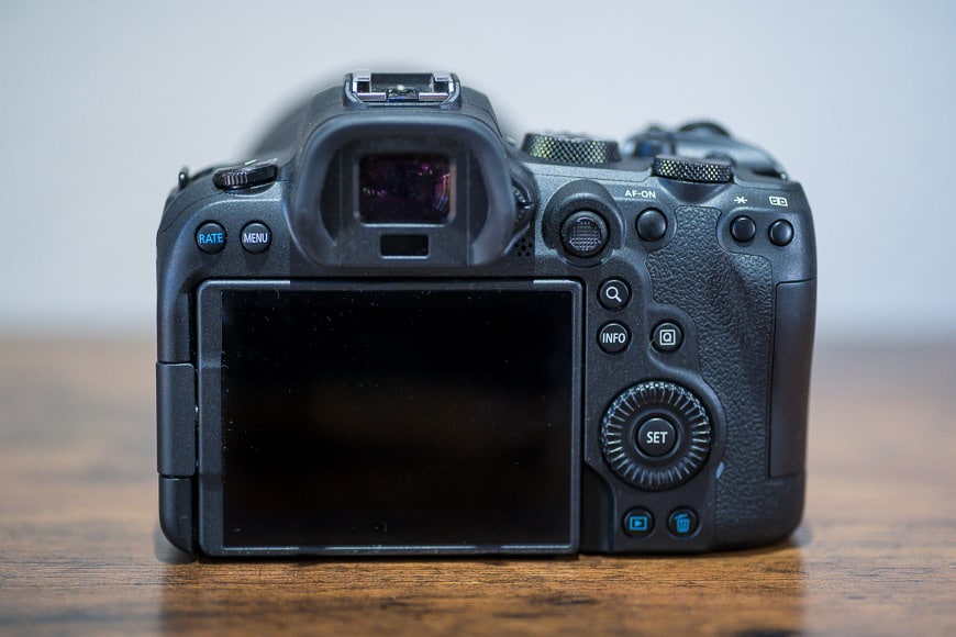 Canon EOS R6 back screen and buttons.