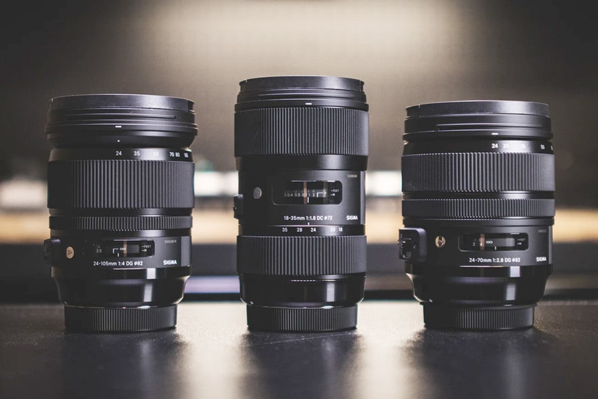 Three differing focal length lenses