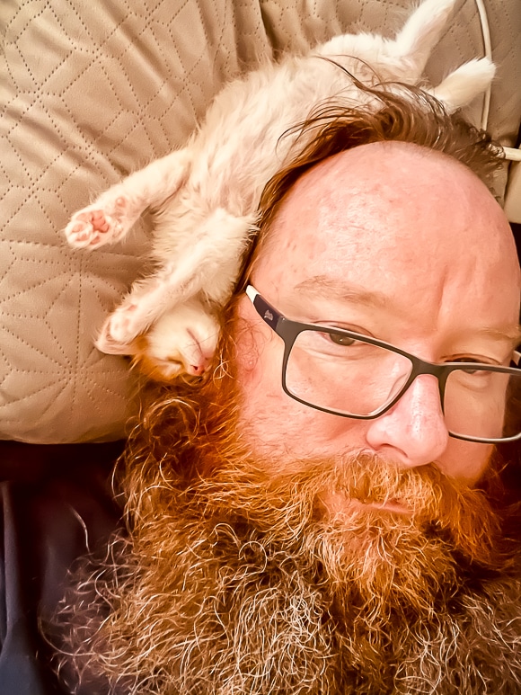Biscuit and I both have ginger fur on our faces.