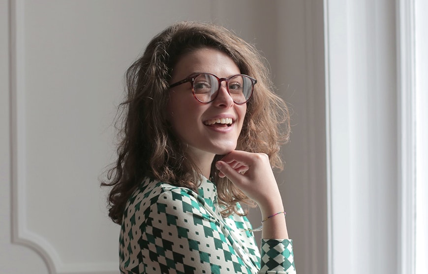 Headshot of girl with glasses