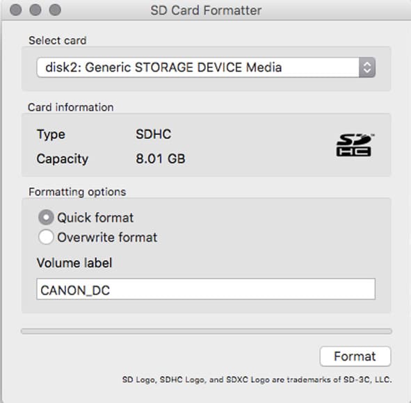 Free SD Card formatter