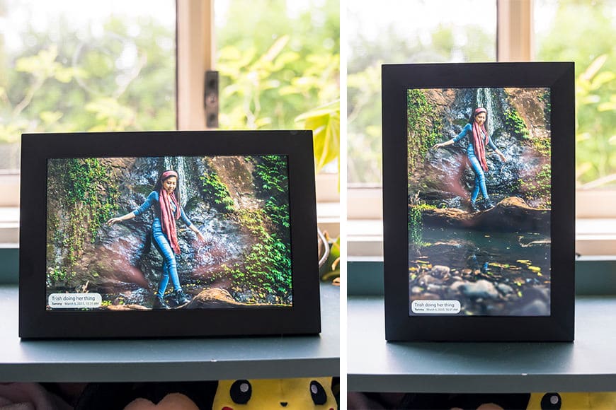The Aeezo Digital Frames automatically scale or crop your images based on orientation.