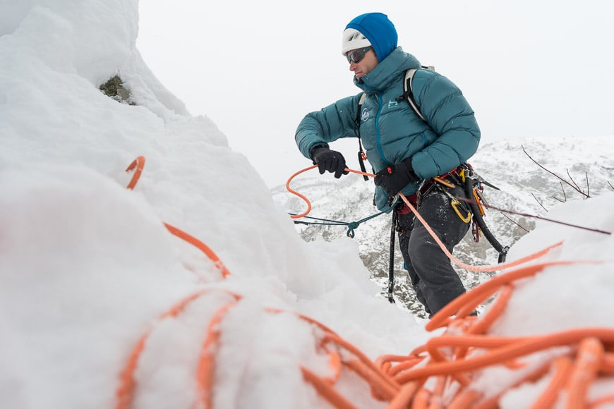 Man climbing in snow Sony A7 III + Sony 28mm f/2