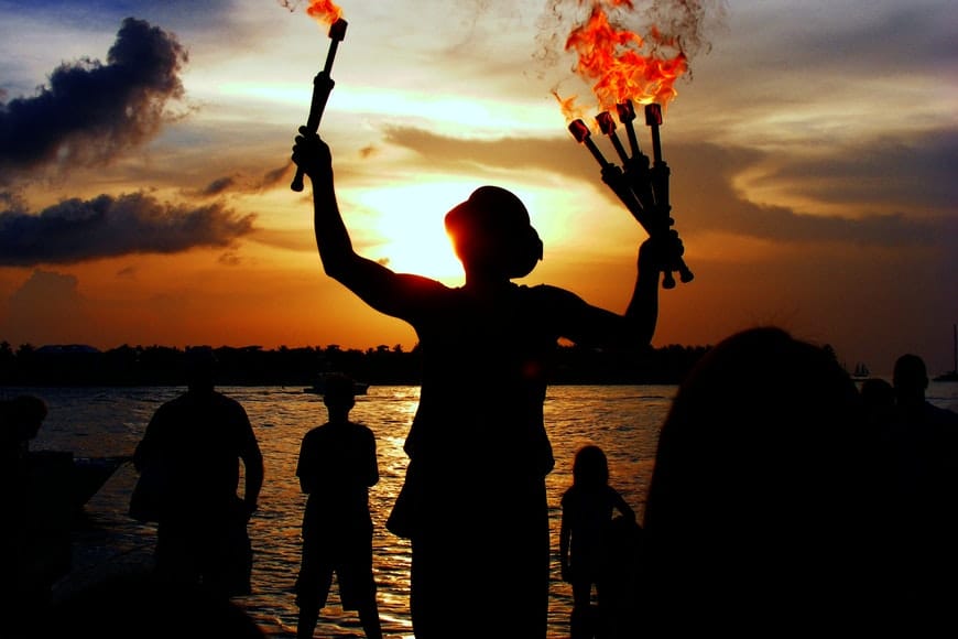 Fire juggler silhouette