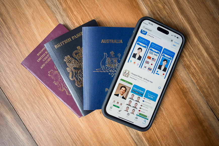 UK and Australian passports next to apps