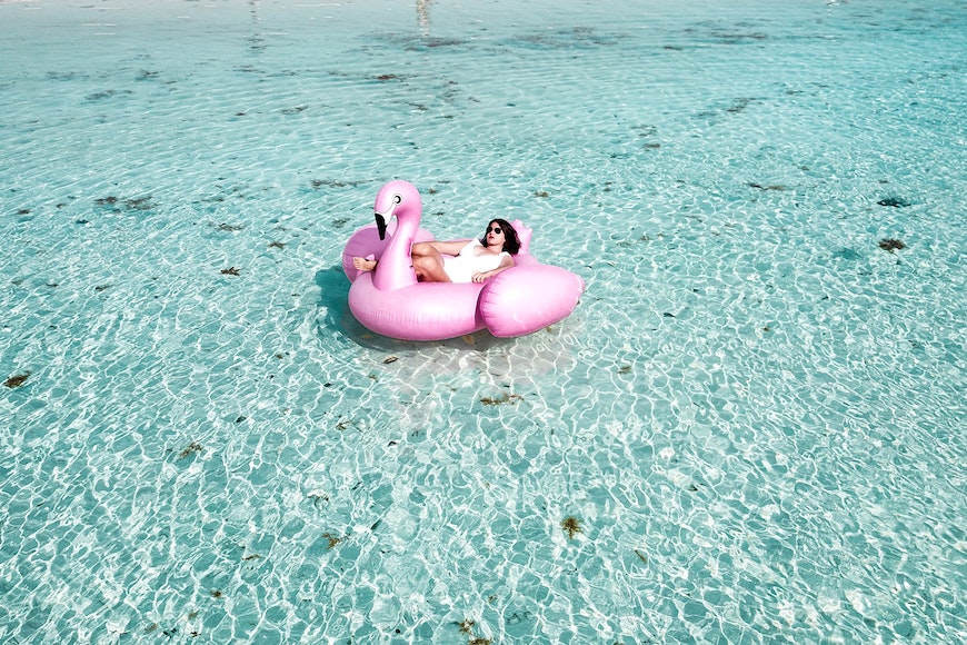 Relaxing on an inflatable