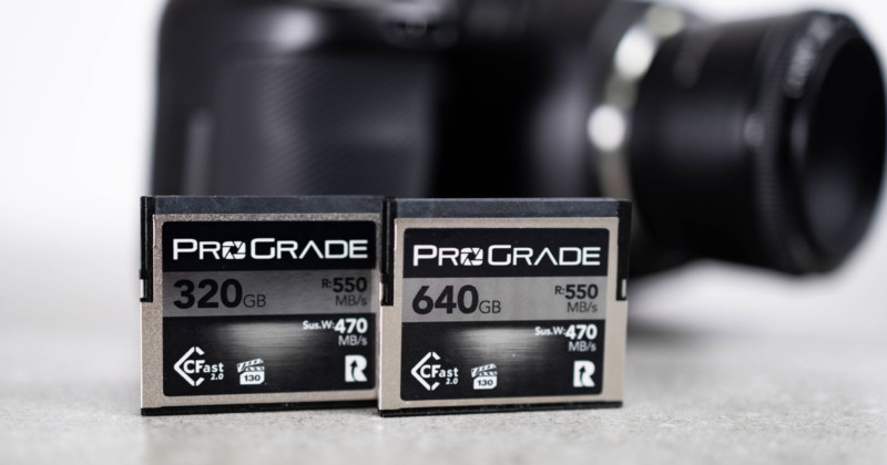 two cfast memory cards from prograde before camera