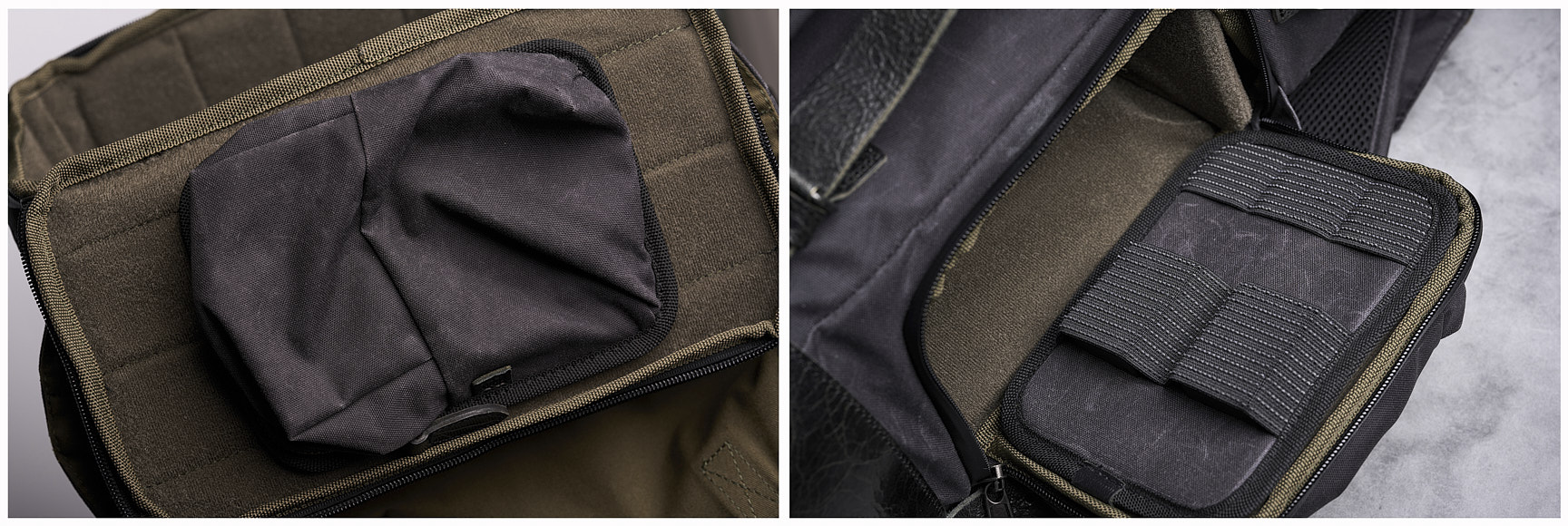 The velcro modules are interchangeable between bags. These were from my Nomad bag.