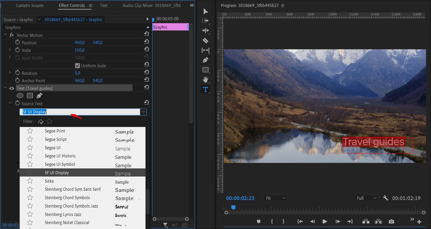 Change the font in Premiere Pro