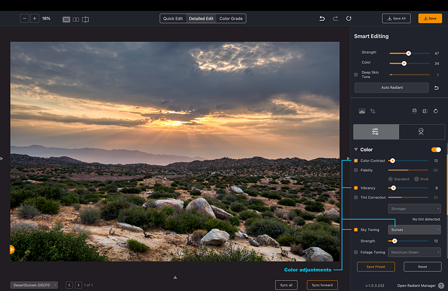 Radiant Photo - Desert Sunset color edit