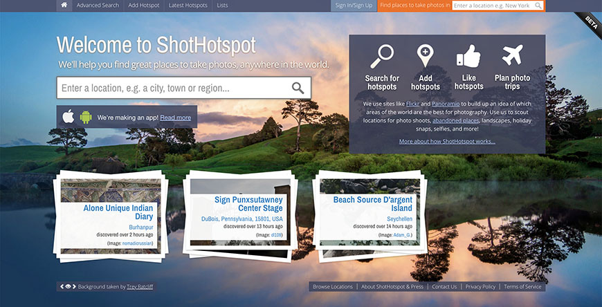 ShotHotSpot website