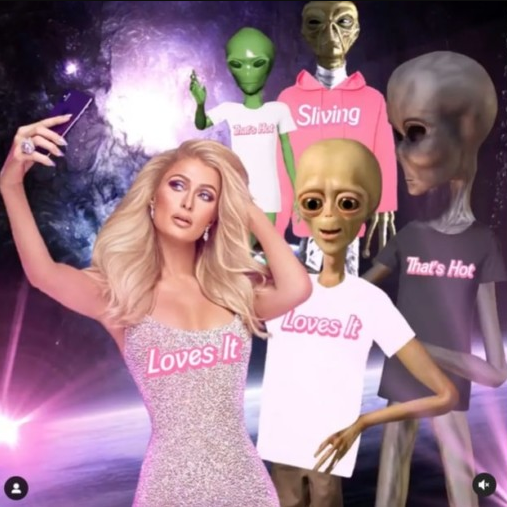 photo of paris Hilton with aliens