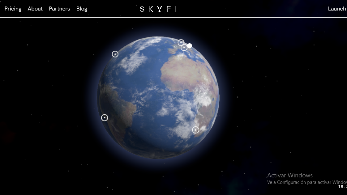 screenshot of skyfi homepage