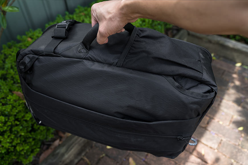 Once the shoulder straps are stowed, the Kiboko V2.0 Bags become easier to store and manage while traveling. 