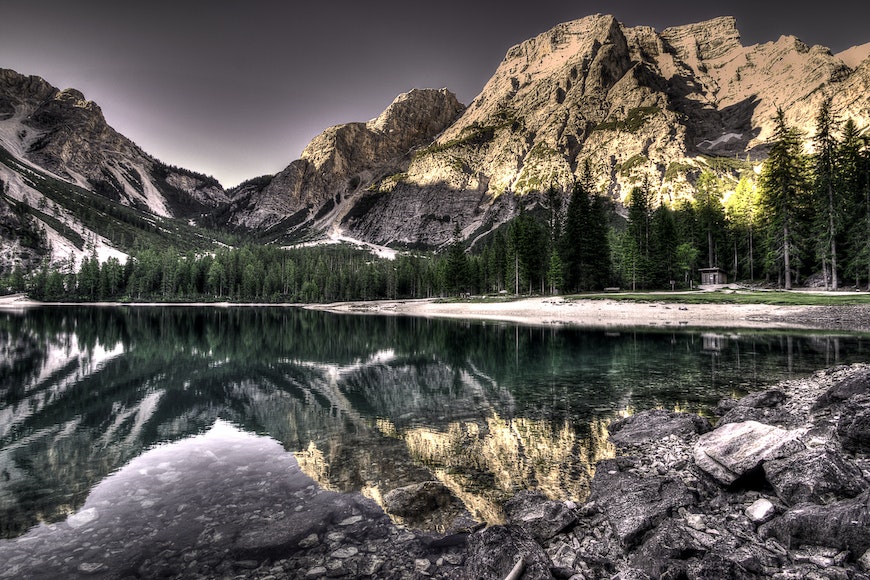 Photo of lake with mountains