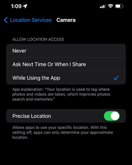 iPhone location services