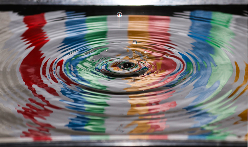 Water ripple with stripe reflections